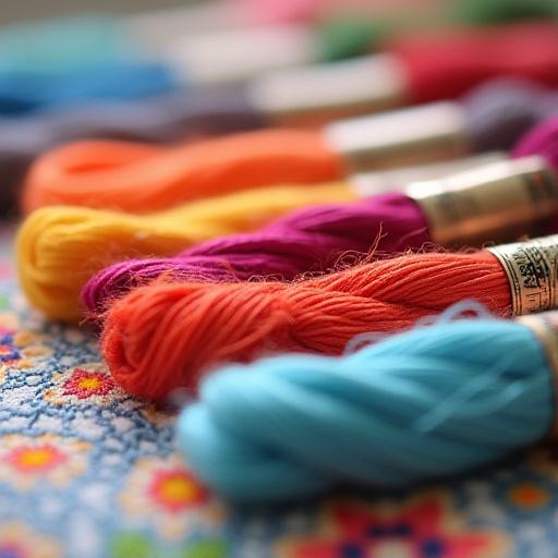 चिकनकारी कढ़ाई के लिए रंगीन धागे