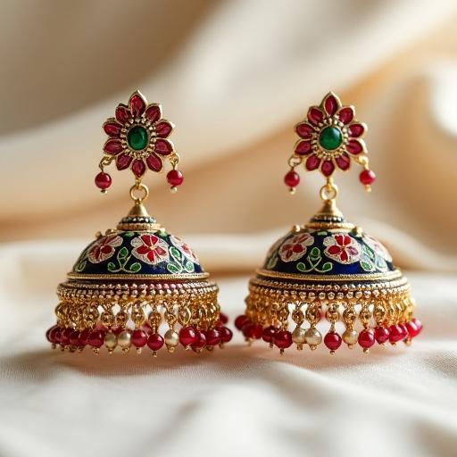 जटिल मीनाकारी काम वाले झुमके